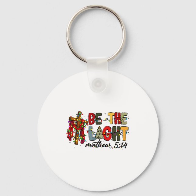 Christmas Be The Light Sun Matthew 5_14 Bible Chri Keychain (Front)