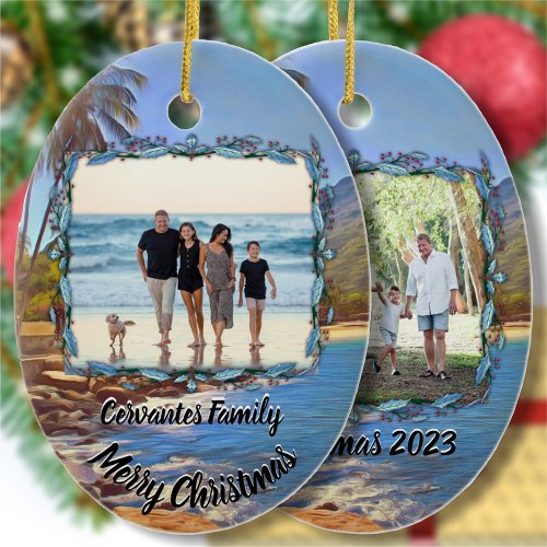 Christmas Beach Family Holiday 761 Ceramic Ornament
