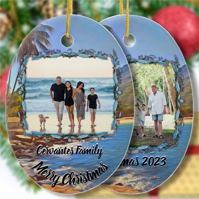 Christmas Beach Family Holiday 761 Ceramic Ornament (Creator Uploaded)