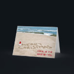 Christmas Beach for Customer Holiday Card<br><div class="desc">Merry Christmas written in beach sand with Santa hat for customer.</div>