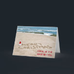 Christmas Beach for Customer Holiday Card<br><div class="desc">Merry Christmas written in beach sand with Santa hat for customer.</div>