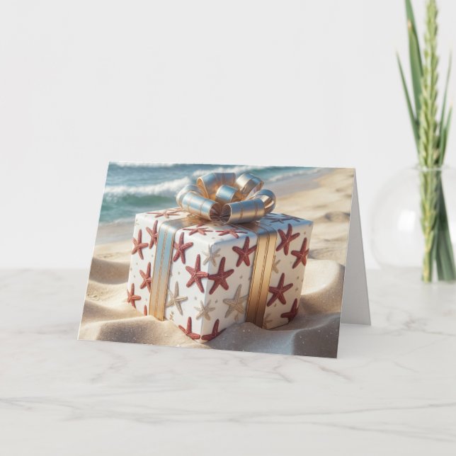 Christmas Beach Gift With Starfish Card (Front)
