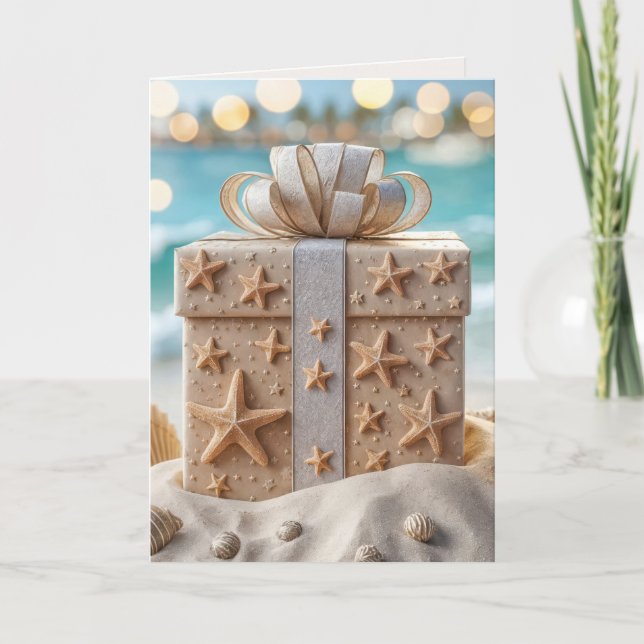 Christmas Beach Gift With Starfish Card (Front)