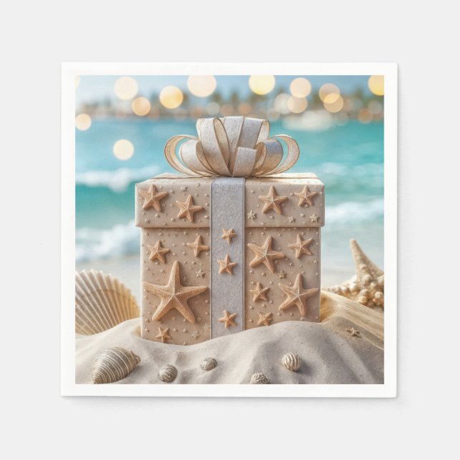 Christmas Beach Gift With Starfish Napkins (Front)