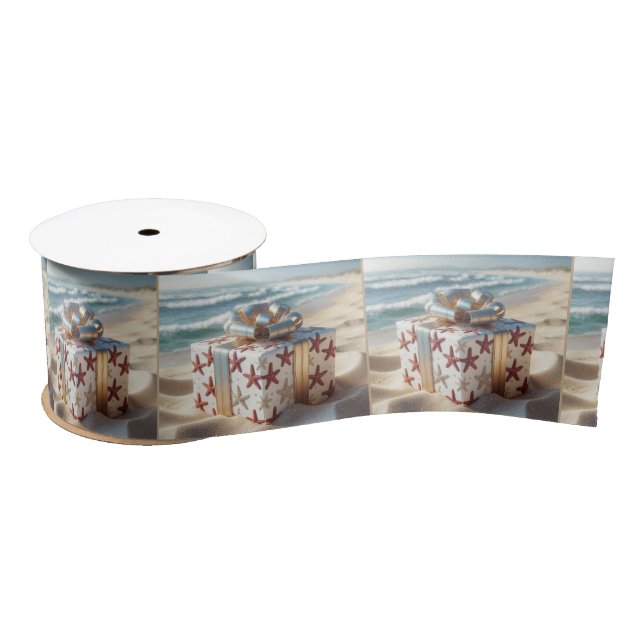 Christmas Beach Gift With Starfish Satin Ribbon (Spool)