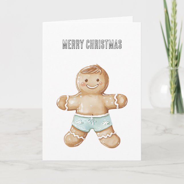 Christmas Beach Gingerbread Man Card (Front)