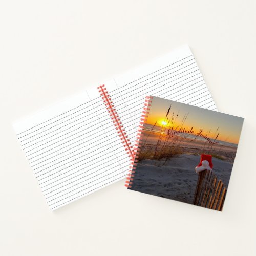 Christmas beach Gratitude Journal spiral notebook 