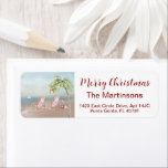 Christmas Beach Ocean Return Address   Label<br><div class="desc">Just a charming little Christmas scene -- however, on the beach in Florida -- the palm tree and the flamingo decorated for the day -- personalize with your address, of course - with just a touch of glitter surrounding. Any design questions or requests email: charmdesignstudio@rcn.com and we will be happy...</div>