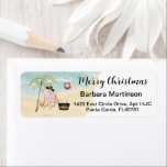Christmas Beach Ocean Return Address  Label<br><div class="desc">Just a charming little Christmas scene -- however, on the beach in Florida -- the palm tree and the flamingo decorated for the day -- personalize with your address, of course - with just a touch of glitter surrounding. Any design questions or requests email: charmdesignstudio@rcn.com and we will be happy...</div>