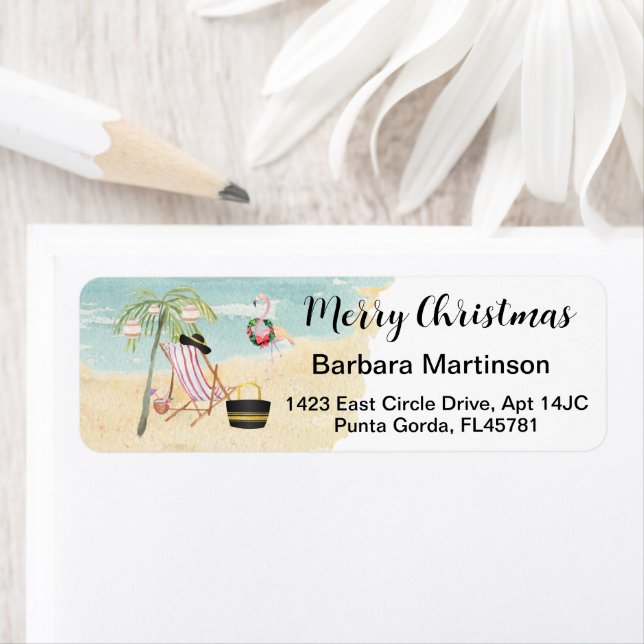 Christmas Beach Ocean Return Address  Label (Insitu)