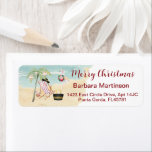 Christmas Beach Ocean Return Address  Label<br><div class="desc">Just a charming little Christmas scene -- however, on the beach in Florida -- the palm tree and the flamingo decorated for the day -- personalize with your address, of course - with just a touch of glitter surrounding. Any design questions or requests email: charmdesignstudio@rcn.com and we will be happy...</div>