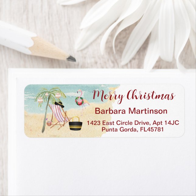 Christmas Beach Ocean Return Address  Label (Insitu)