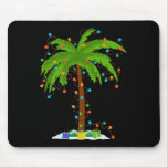 Christmas Beach Palm Tree With Xmas Lights Tropica Mouse Pad