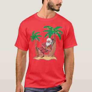 Christmas Beach Palm Tree With Xmas Lights Tropica T-Shirt