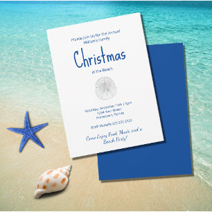 Christmas Beach Party Tropical Sand Dollar Invitation