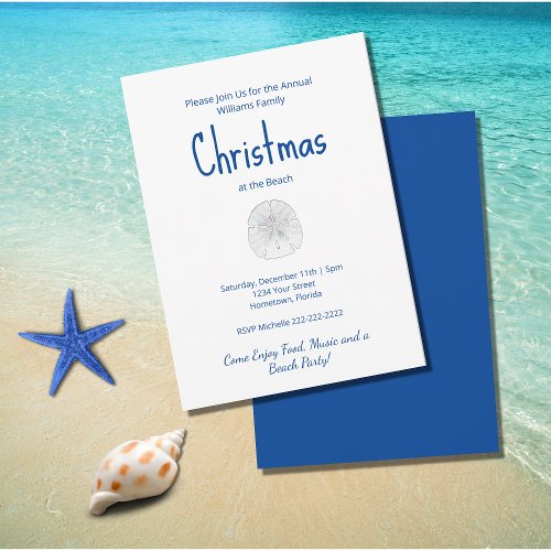 Christmas Beach Party Tropical Sand Dollar  Invitation