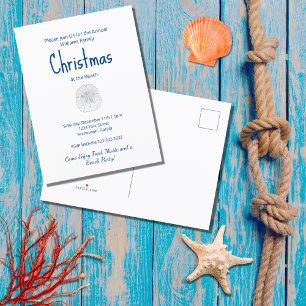 Christmas Beach Party Tropical Sand Dollar Invitation Postcard