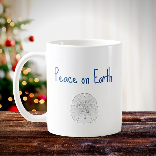 Christmas Beach Peace on Earth Sand Dollar  Coffee Mug