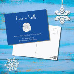 Christmas Beach Sand Dollar Peace on Earth Blue Holiday Postcard<br><div class="desc">Tropical Beach Peace on Earth Blue Holiday postcard,  with a sand dollar and simple typography design. With customizable lettering,  you can add your own text. A festive way to send love and well wishes to friends and family this Christmas.</div>