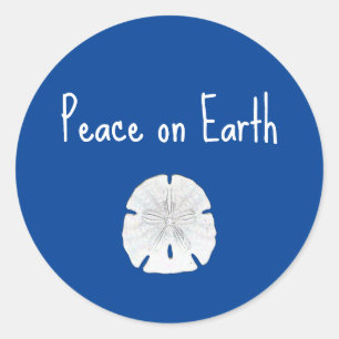 Christmas Beach Sand Dollar Peace on Earth Classic Round Sticker