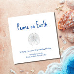 Christmas Beach Sand Dollar Peace on Earth  Holiday Card<br><div class="desc">Tropical Beach Peace on Earth Holiday greeting card,  with a sand dollar and blue typography design. The back has a blue color to add contrast. With customizable lettering,  you can add your own text. A simple way to send love and well wishes to friends and family this Christmas.</div>