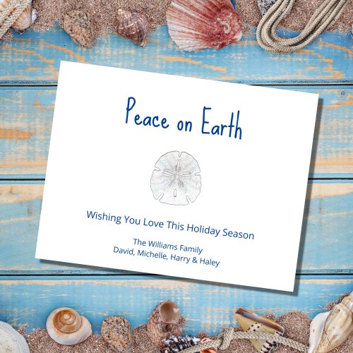 Christmas Beach Sand Dollar Peace on Earth   Holiday Postcard
