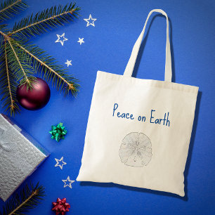 Christmas Beach Sand Dollar Peace on Earth Tote Bag