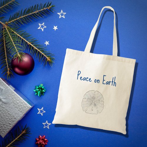 Christmas Beach Sand Dollar Peace on Earth  Tote Bag