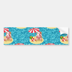 Christmas beach Santa Claus Bumper Sticker