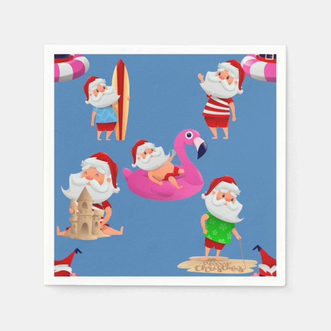 christmas beach santa claus vacation napkins (Front)
