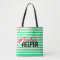 Christmas Beach Santa's Helper Green Monogram Tote