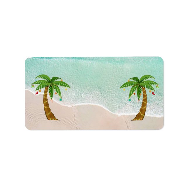 Christmas Beach Scene Address Labels (Front)