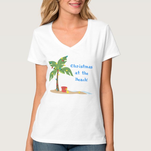CHristmas Beach Scene T-Shirt (Front)