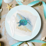 Christmas Beach Sea Turtle Seas and Greetings Napkins<br><div class="desc">Entertain your guests in coastal holiday style, with these tropical beach Christmas paper plates, featuring a watercolor turquoise blue sea turtle on an abstract beach background with a faux gold glitter sparkly wave, and gold Seas & Greetings. Check out the collection for more matching products, or contact me through Zazzle...</div>