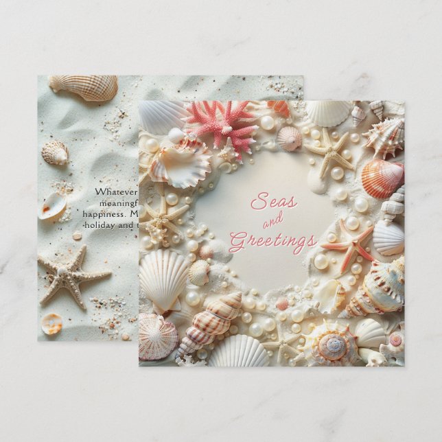 Christmas Beach Seas & Greetings Holiday Card (Front/Back)
