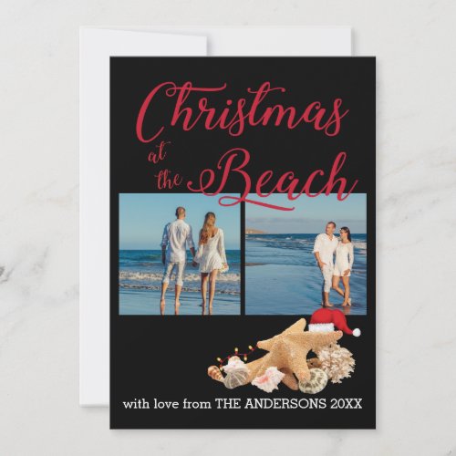Christmas Beach Seashells Collection Photo Collage Holiday Card