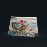 Christmas Beach Seasons Greetings Starfish  Card<br><div class="desc">A beautifully decorated Christmas sleigh adorned with candles,  garland,  starfish,  ornaments,  and sea glass,  set against the backdrop of a serene beach. A perfect coastal,  seaside,  or ocean-themed Season's Greetings card.</div>