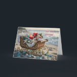 Christmas Beach Seasons Greetings Starfish  Card<br><div class="desc">A beautifully decorated Christmas sleigh adorned with candles,  garland,  starfish,  ornaments,  and sea glass,  set against the backdrop of a serene beach. A perfect coastal,  seaside,  or ocean-themed Season's Greetings card.</div>