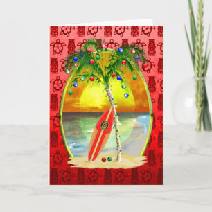 Christmas Beach Sunset Holiday Card