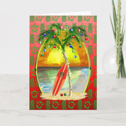 Christmas Beach Sunset Holiday Card