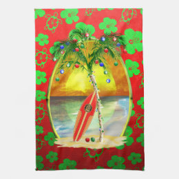 Beach Christmas Kitchen Towels Zazzle Christmas Beach Sunset Kitchen Towel