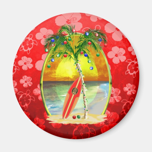Christmas Beach Sunset Magnet (Front)