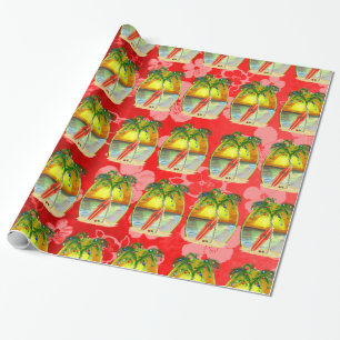 Christmas Beach Sunset Wrapping Paper