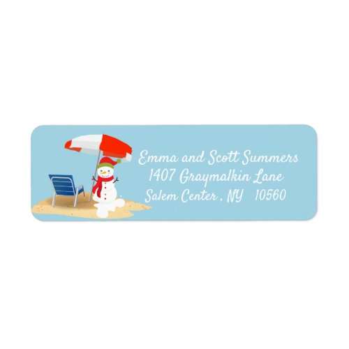 Christmas Beach Tropical Snowman Address Label