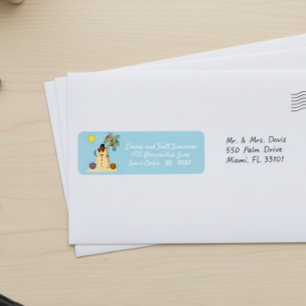 Christmas Beach Tropical Snowman Address Label