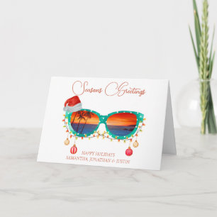 Christmas Beach tropical Sun Glasses  Card