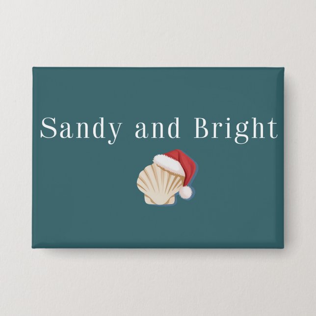 Christmas Beach Vacation Sandy and Bright Seashell Button (Front)