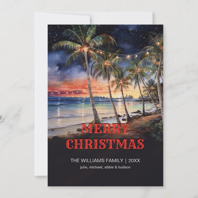 Christmas Beach Watercolor Invitation (Front)