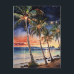 Christmas Beach Watercolor Postcard<br><div class="desc">christmas beach beautiful xmas , merry sand summer vacation,  gift palm illustration party , nature happy tree , holiday tropical ,  watercolor painting christmas beach</div>