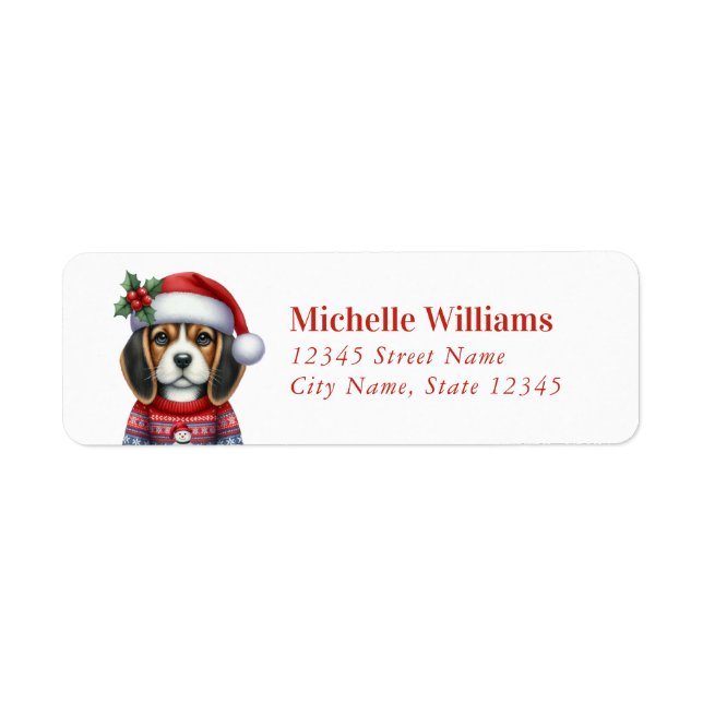 Christmas Beagle Dog Return Address Labels (Front)